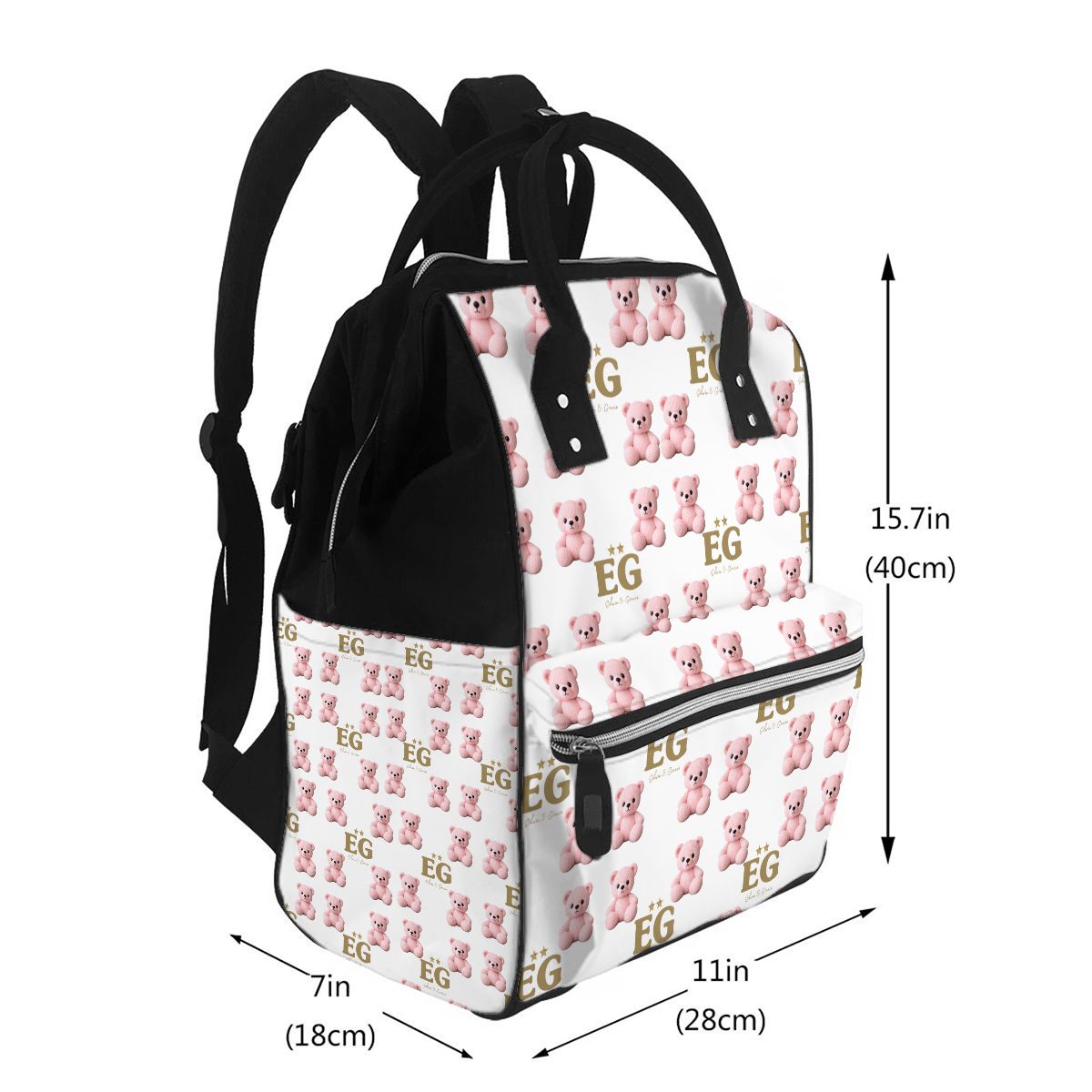 Kleiner rosa Bär Mama Rucksack Wickeltasche