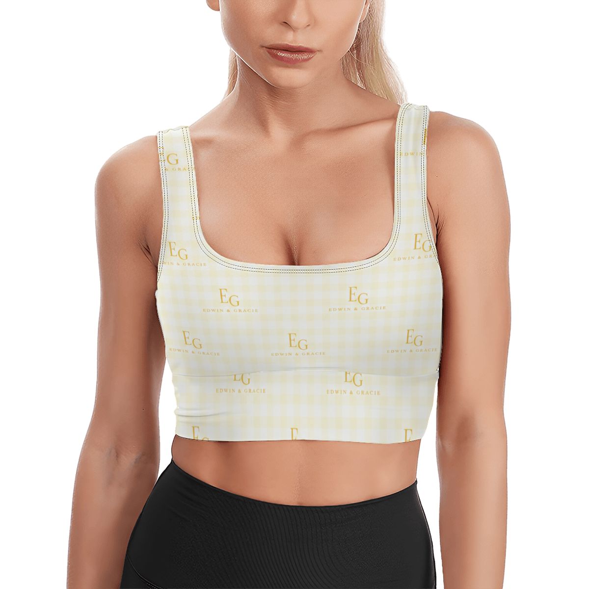 Sunshine yellow yoga sports bra top women's