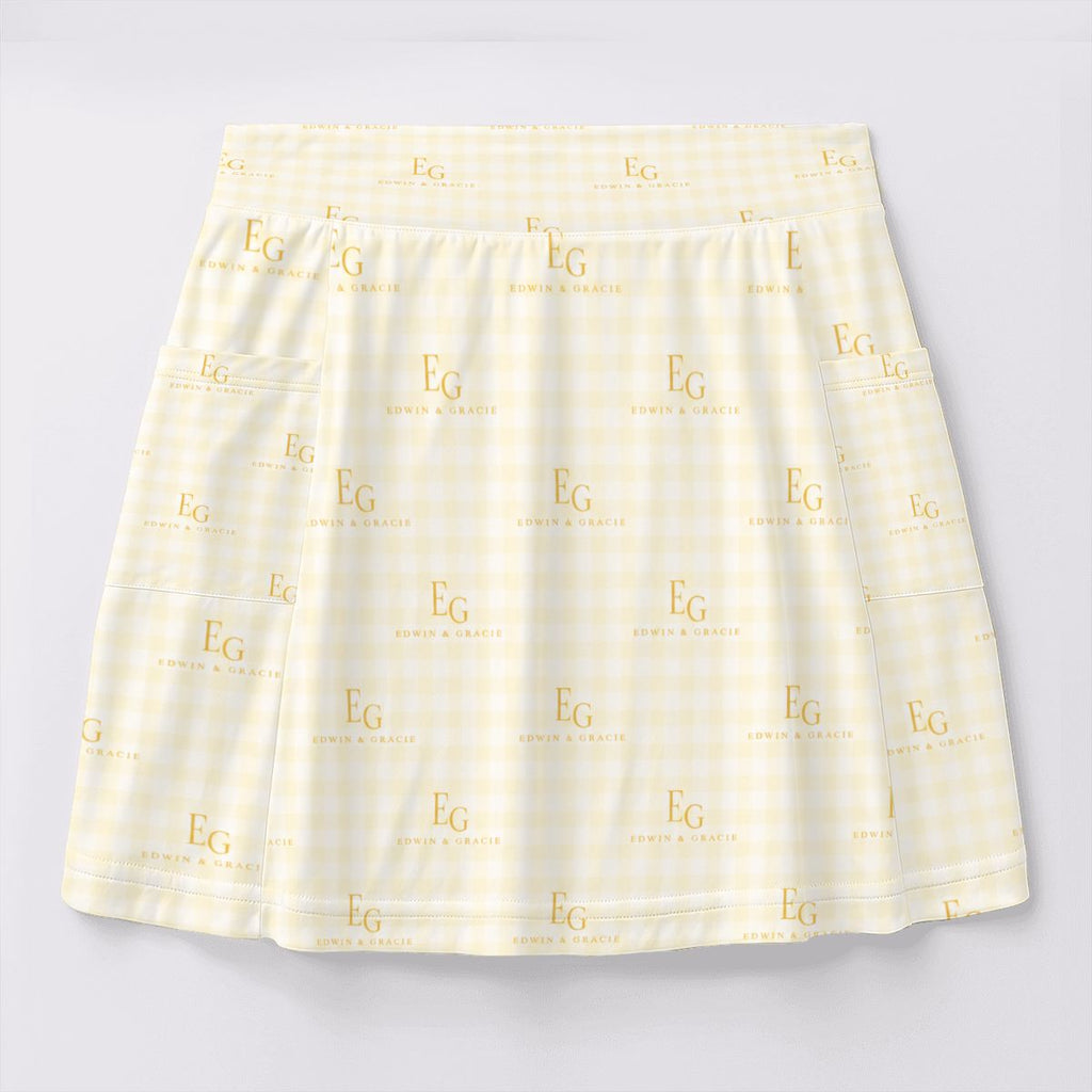 Sunshine yellow women's tennis skort with pockets