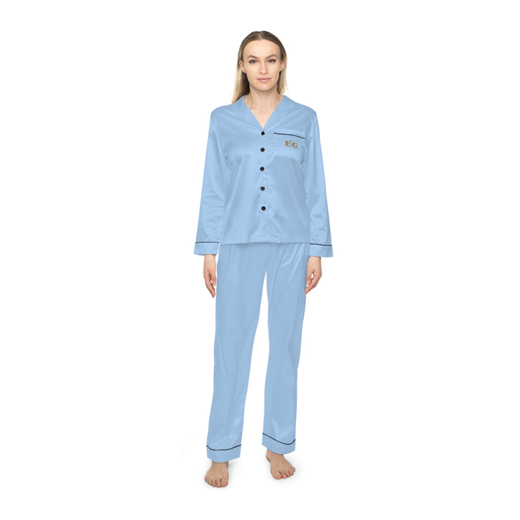 Hellblaues Satin-Pyjama-Set – Luxuriöse Nachtwäsche für Damen