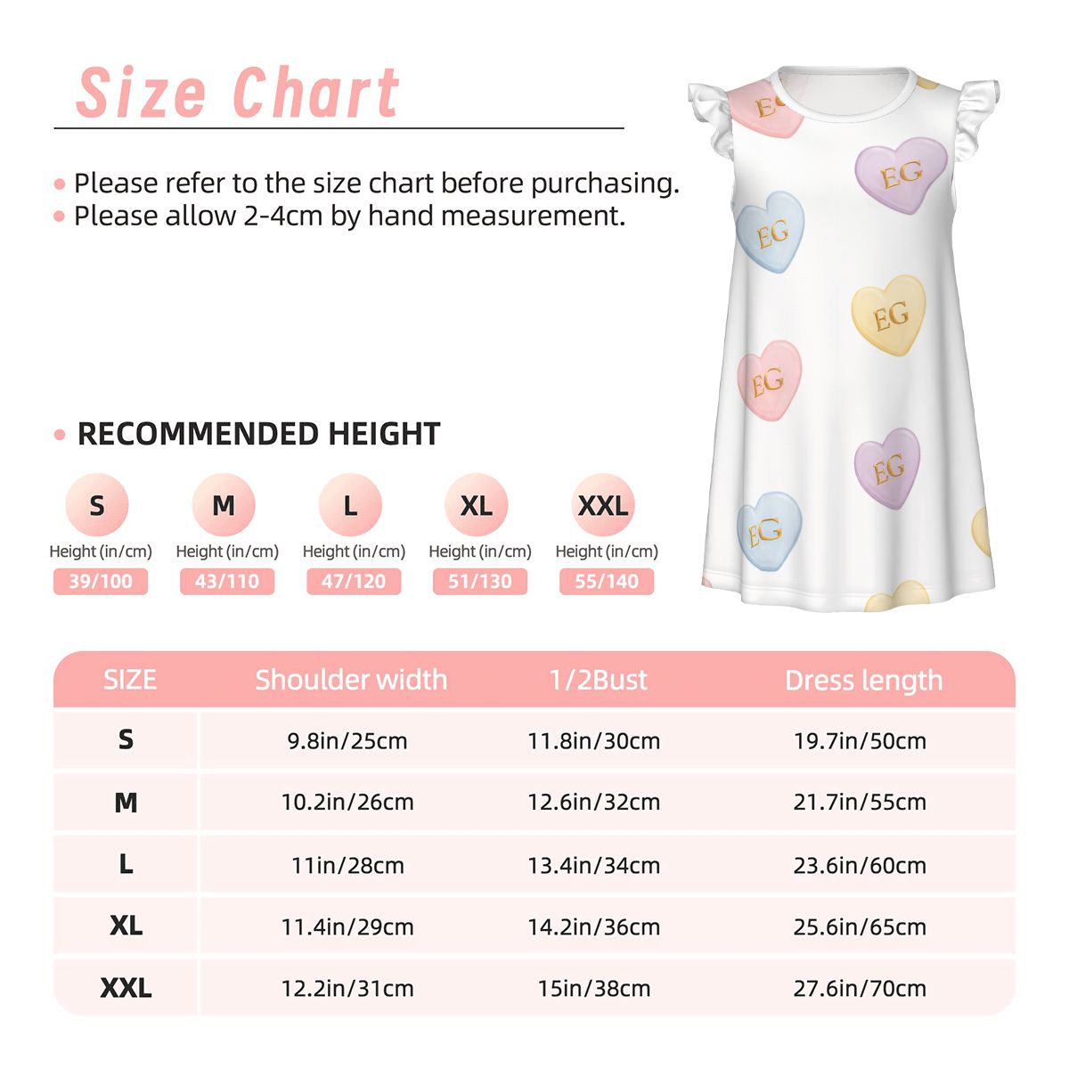 The candy hearts girl's flutter Sleeve dress
