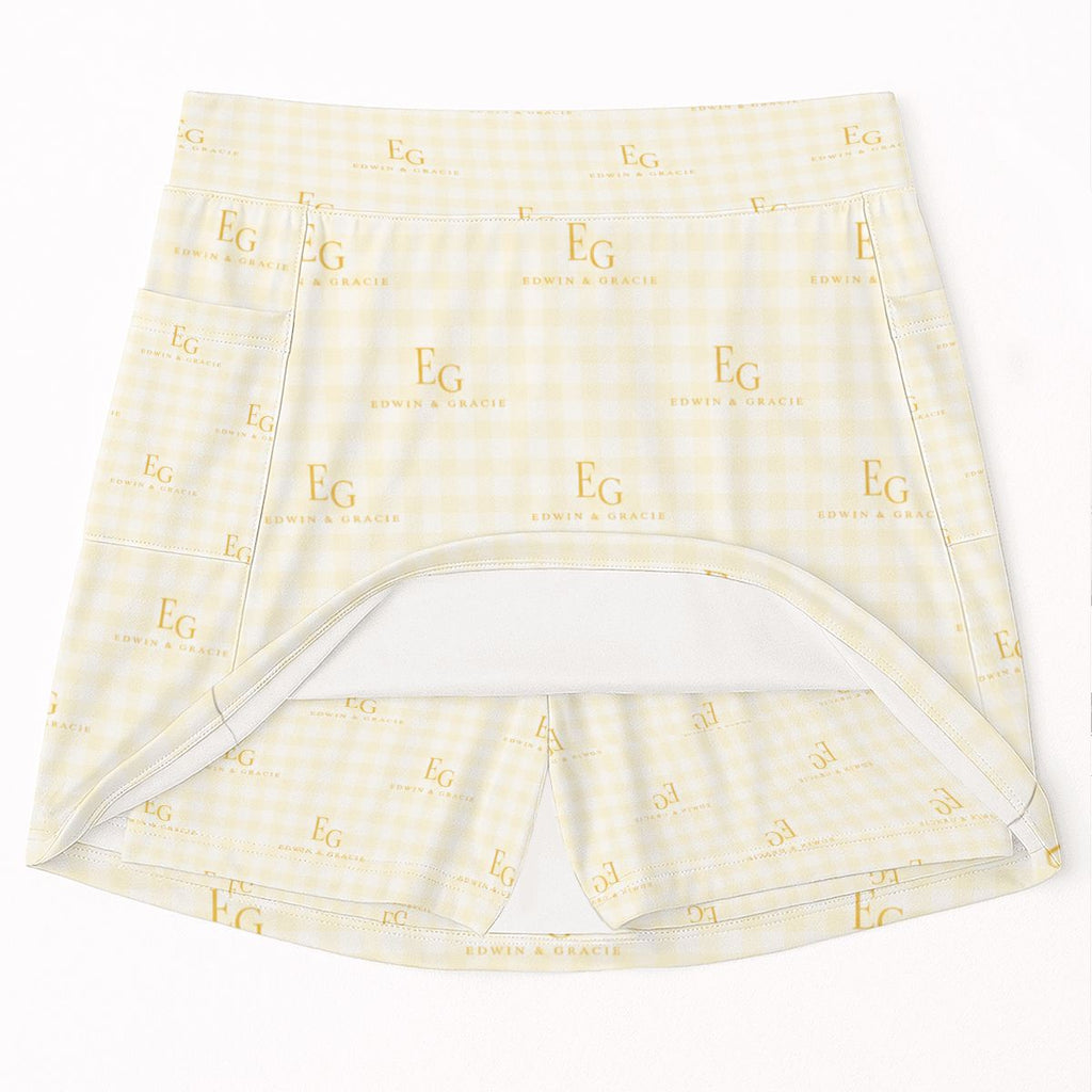 Sunshine yellow women's tennis skort with pockets