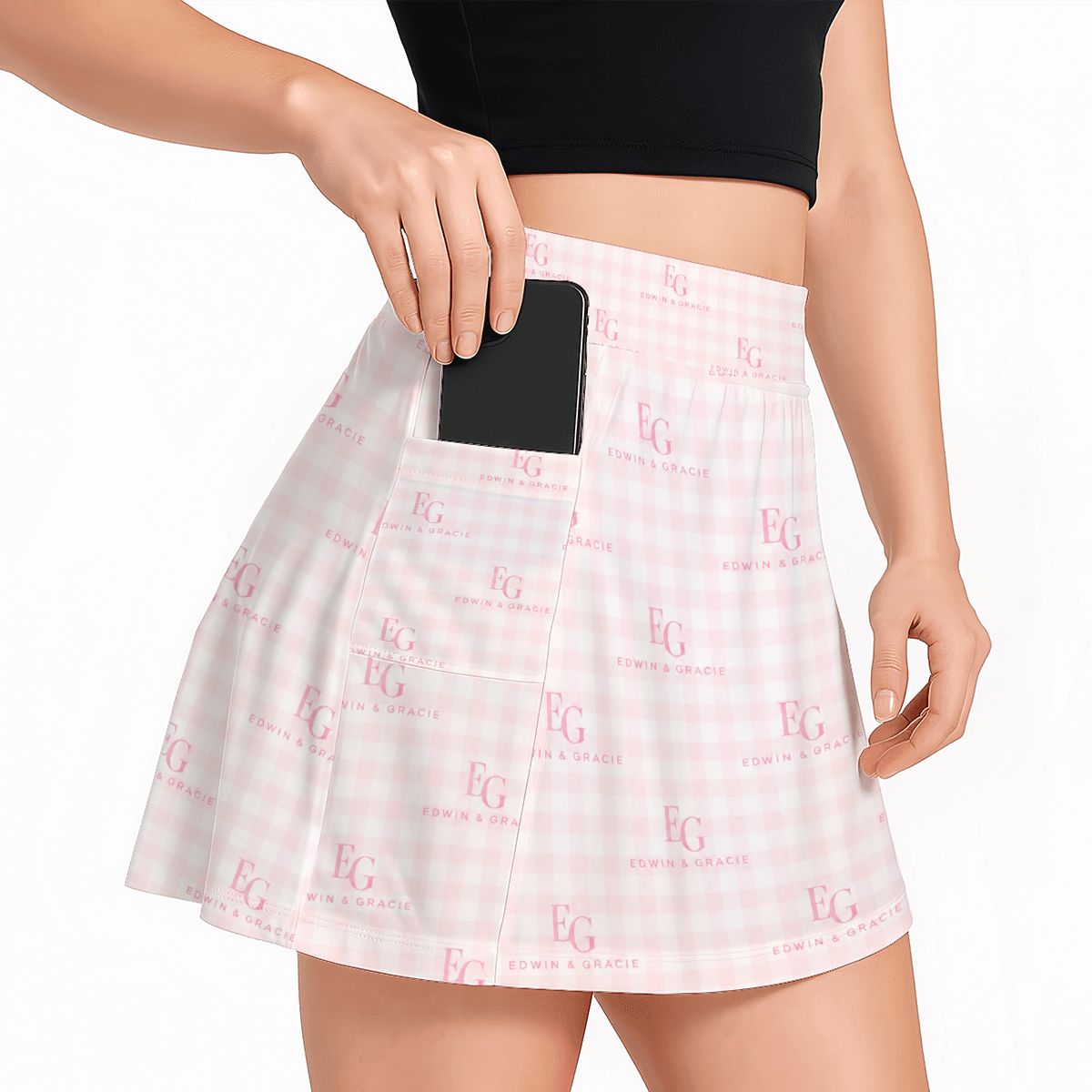 Pretty face pink women's tennis skort with pockets