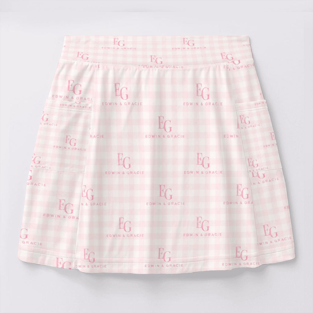 Pretty face pink women's tennis skort with pockets