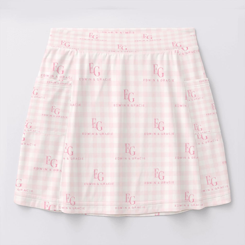 Pretty face pink women's tennis skort with pockets