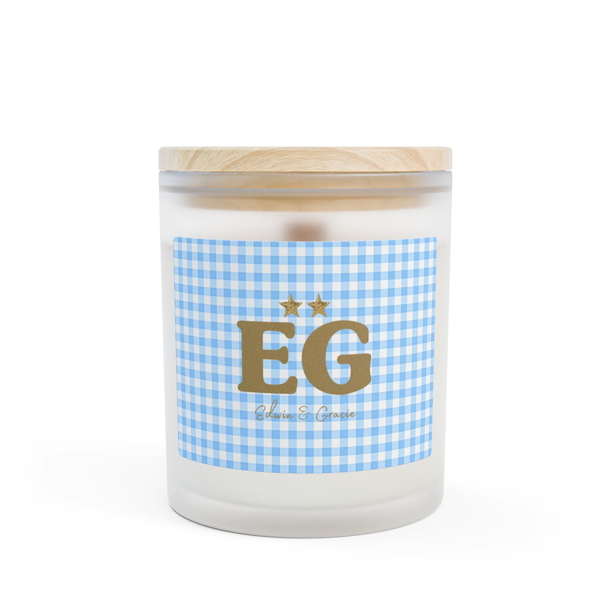 He's my little star Gingham Frosted Candle