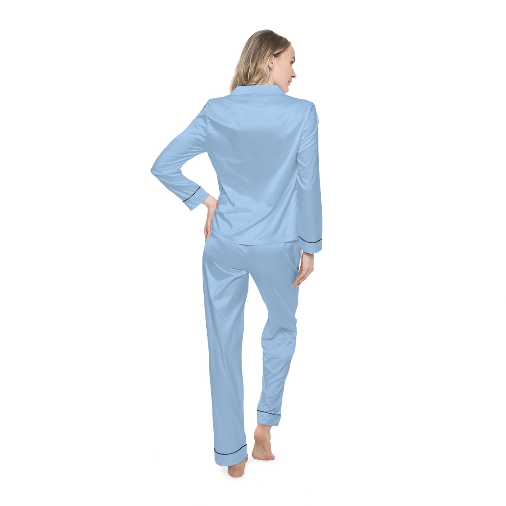 Hellblaues Satin-Pyjama-Set – Luxuriöse Nachtwäsche für Damen