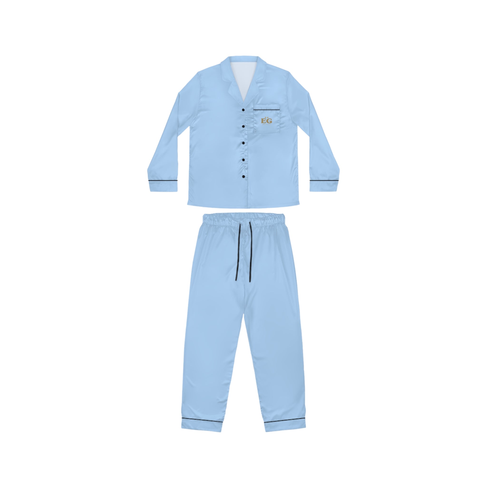 Hellblaues Satin-Pyjama-Set – Luxuriöse Nachtwäsche für Damen
