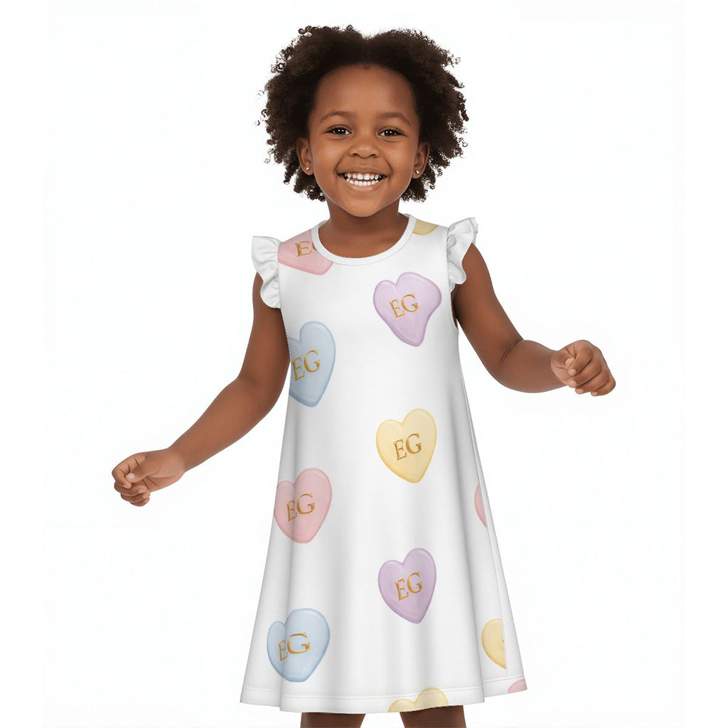 The candy hearts girl's flutter Sleeve dress