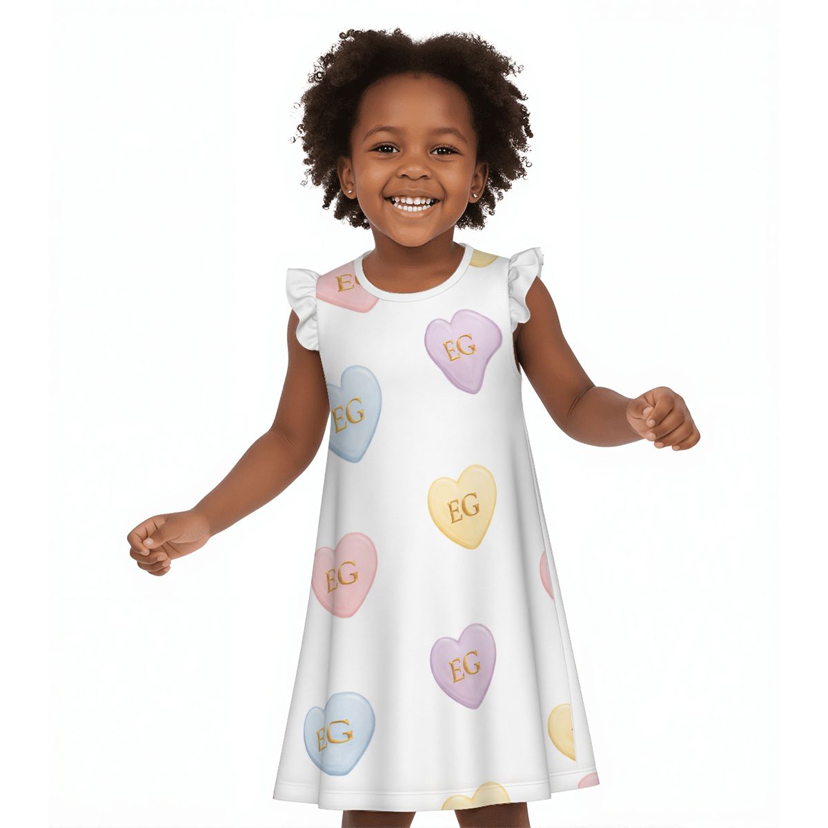 The candy hearts girl's flutter Sleeve dress