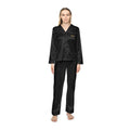 Schwarzes Satin-Pyjama-Set für Damen – Luxuriöse Nachtwäsche