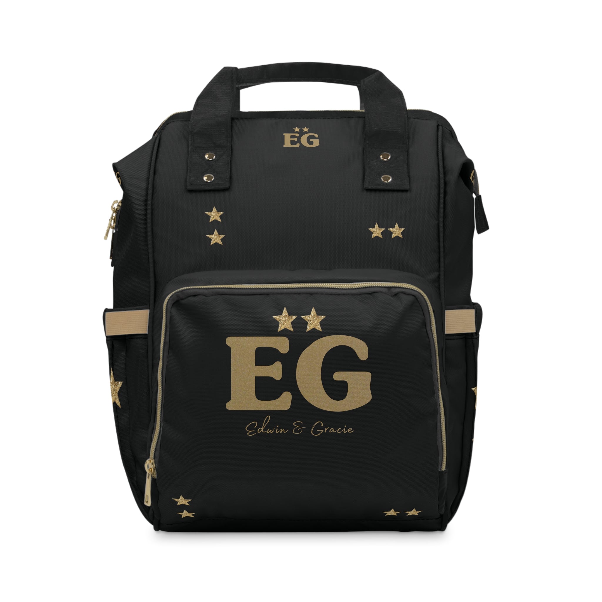 sacred hearts wickeltasche — Schwarz-Gold monogrammierte Babytasche (EG)