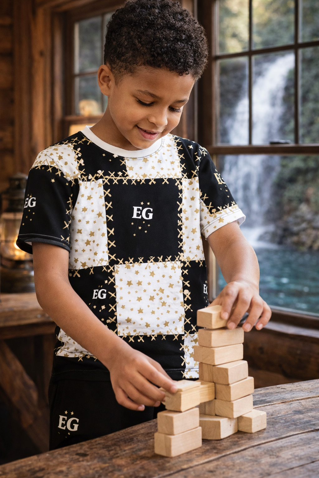 The quilted star Youth cotton crew neck t-shirt