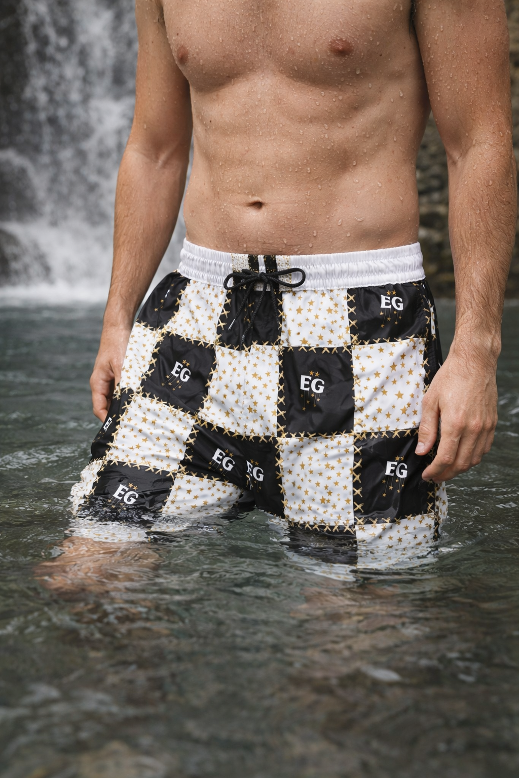 The quilted star men's swim trunk