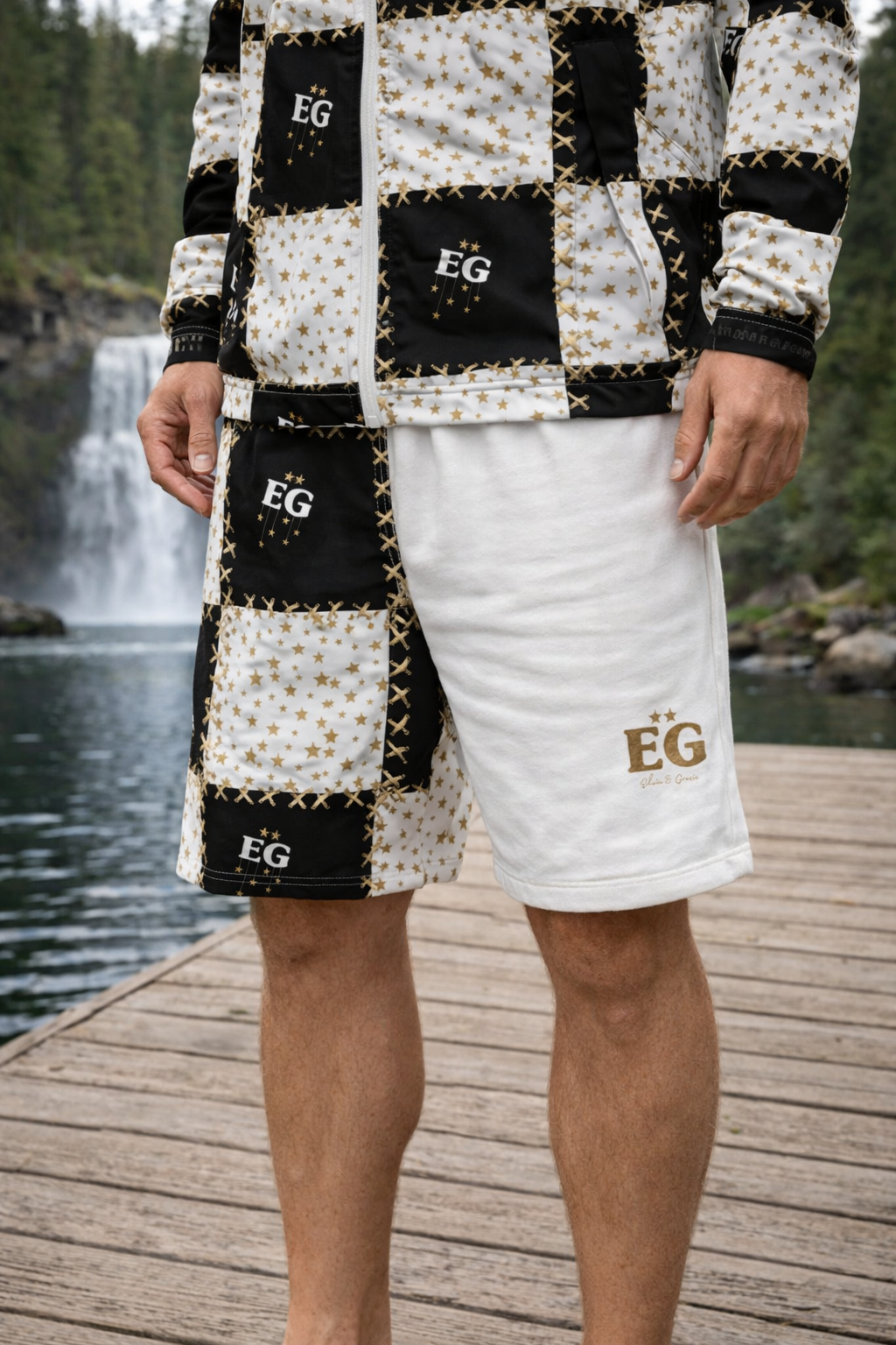 The quilted star men's cotton long short