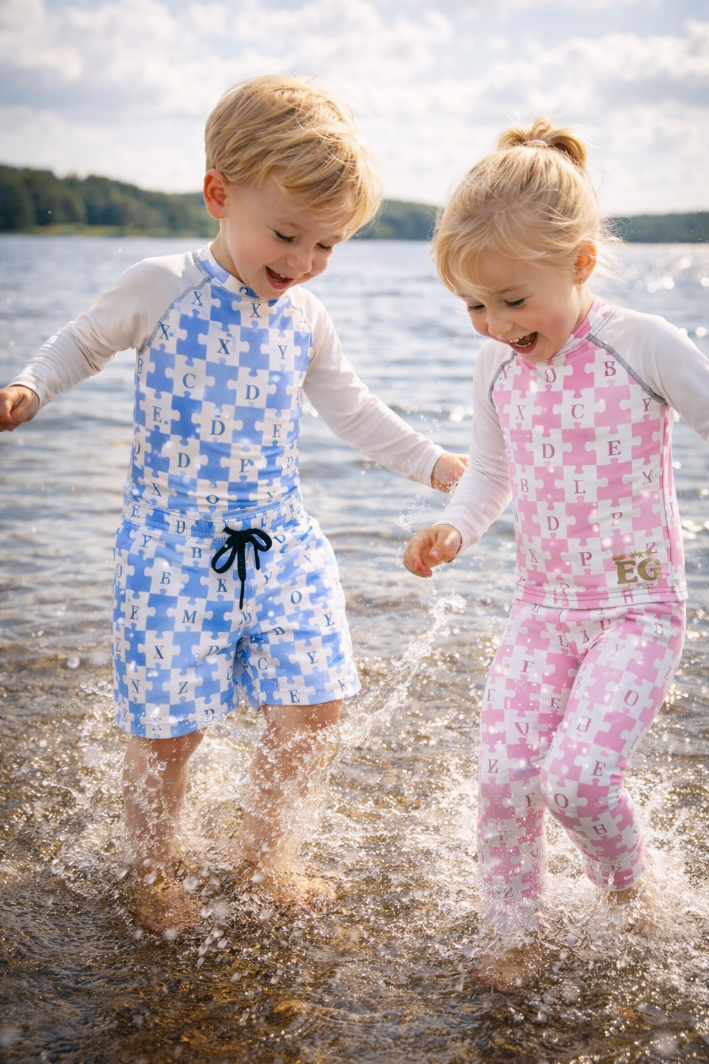 cute and puzzled boys Beach Shorts