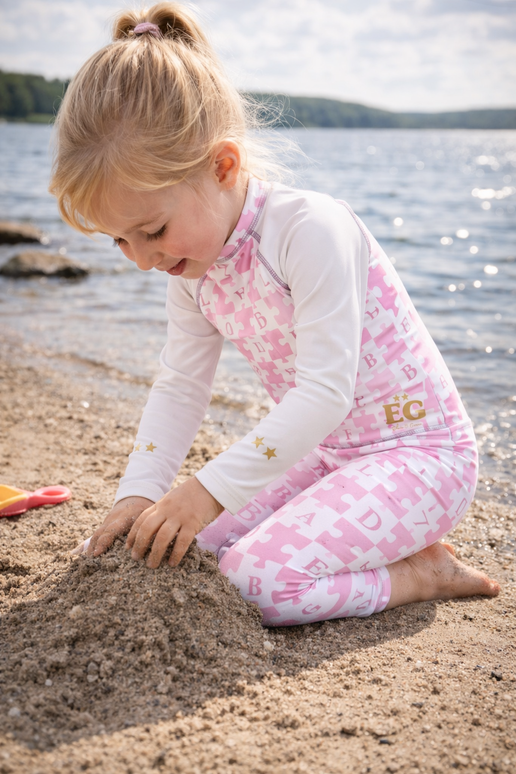 Cute and puzzled pink Kid's Leggings