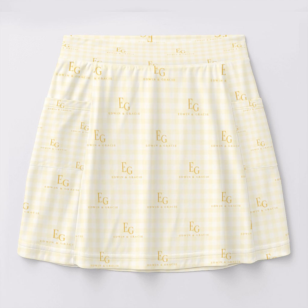 Sunshine yellow women's tennis skort with pockets