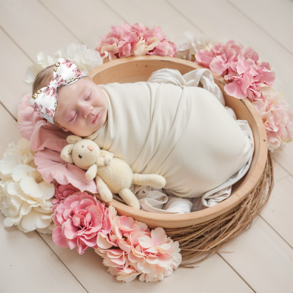 Little Pink bear Bowknot  Baby Headbands
