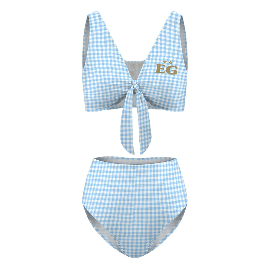 The soft sky tie high waisted bakini