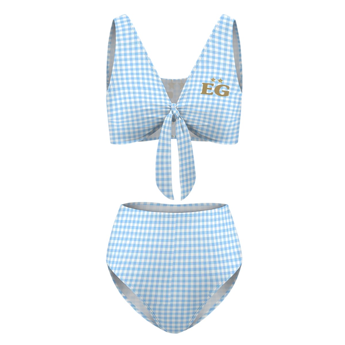 The soft sky tie high waisted bakini