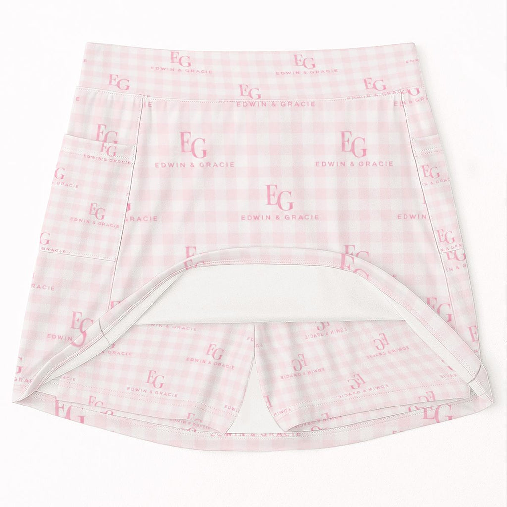 Pretty face pink women's tennis skort with pockets